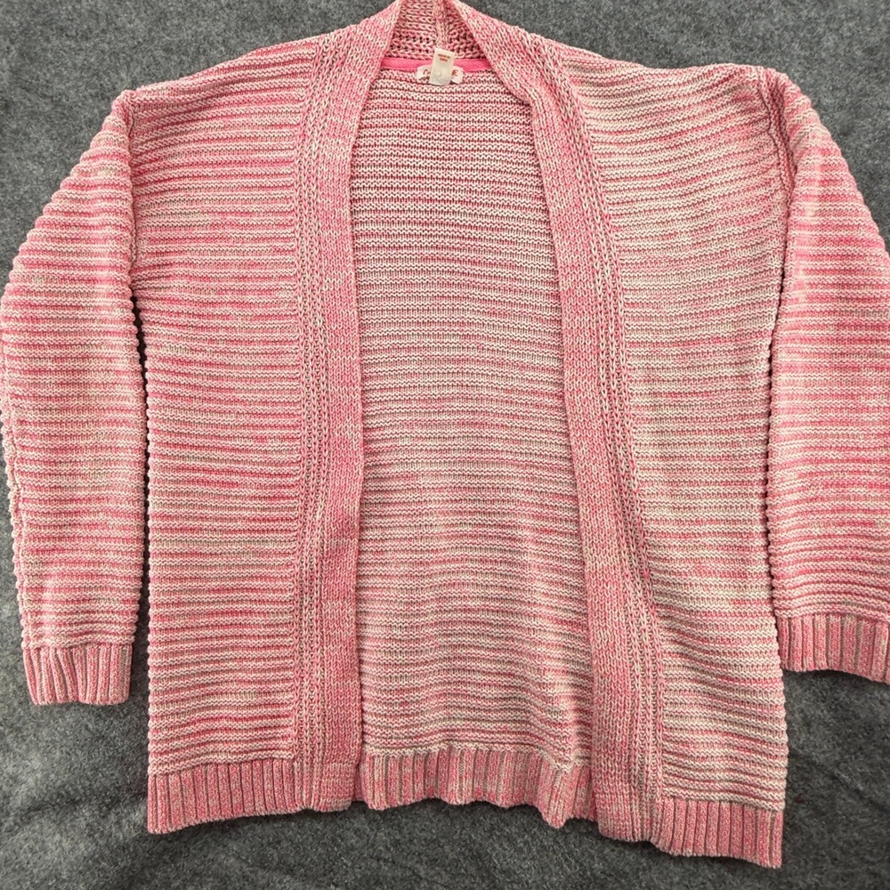 Cat & Jack Cardigan Kids XL 14/16 Pink Space Dye Open Front Knit Sweater